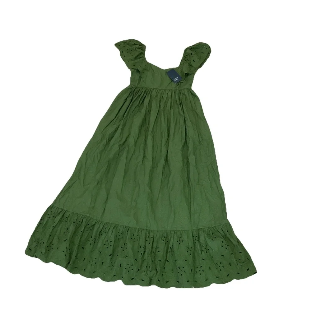 Crown And Ivy Dress Women Sz S Maxi Green Eyelet Details Smoked Cocktail Casual - Picture 5 of 8
